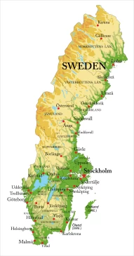 Sweden | Scandinavia | Stockholm | Göteborg | Malmö | Helsingborg | Karlskrona | Kalmar | Gotland | Öland | Östersund | Luleå | Umeå | Uppsala | Baltic | Uddevalla | Halmstad | Jönköping | Örebro | Västerås | Norrköping | Karlstad | map | geography | cart